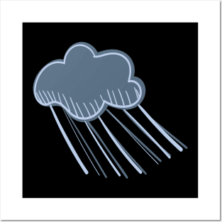 Single Stormy Cloud, Illustrated Raincloud Posters and Art